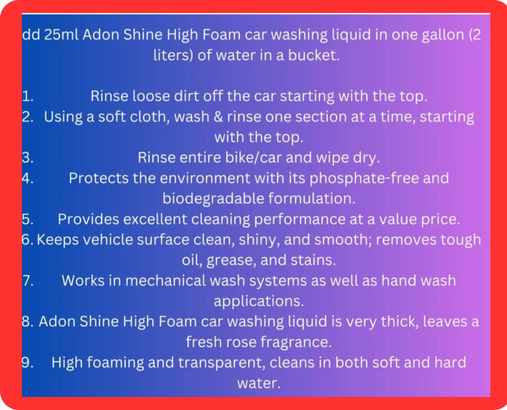 ADON SHINE CAR WASH SHAMPOO Car Washing Liquid (1000 ml, pack of 1)