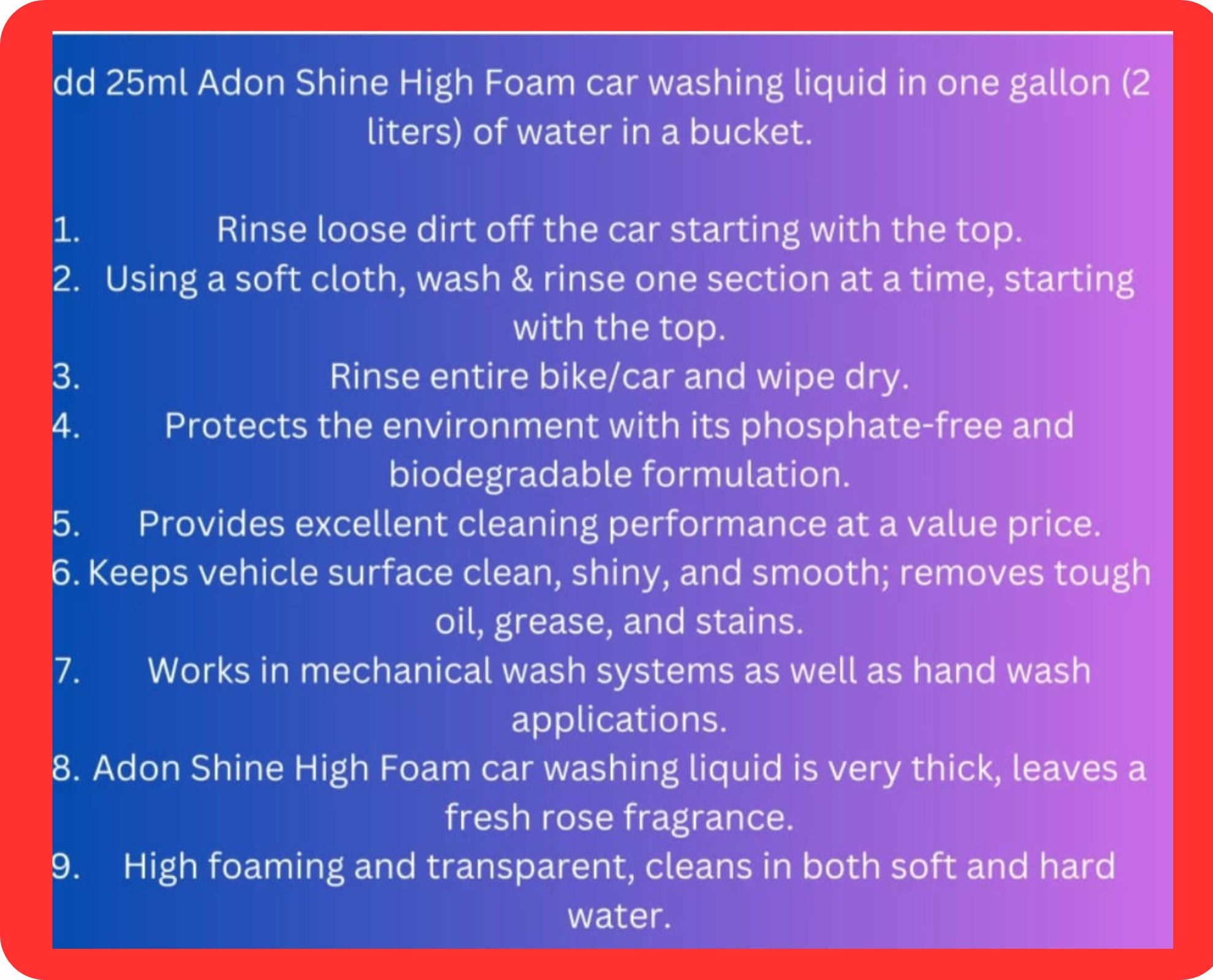 ADON SHINE CAR WASH SHAMPOO Car Washing Liquid (1000 ml, pack of 1)