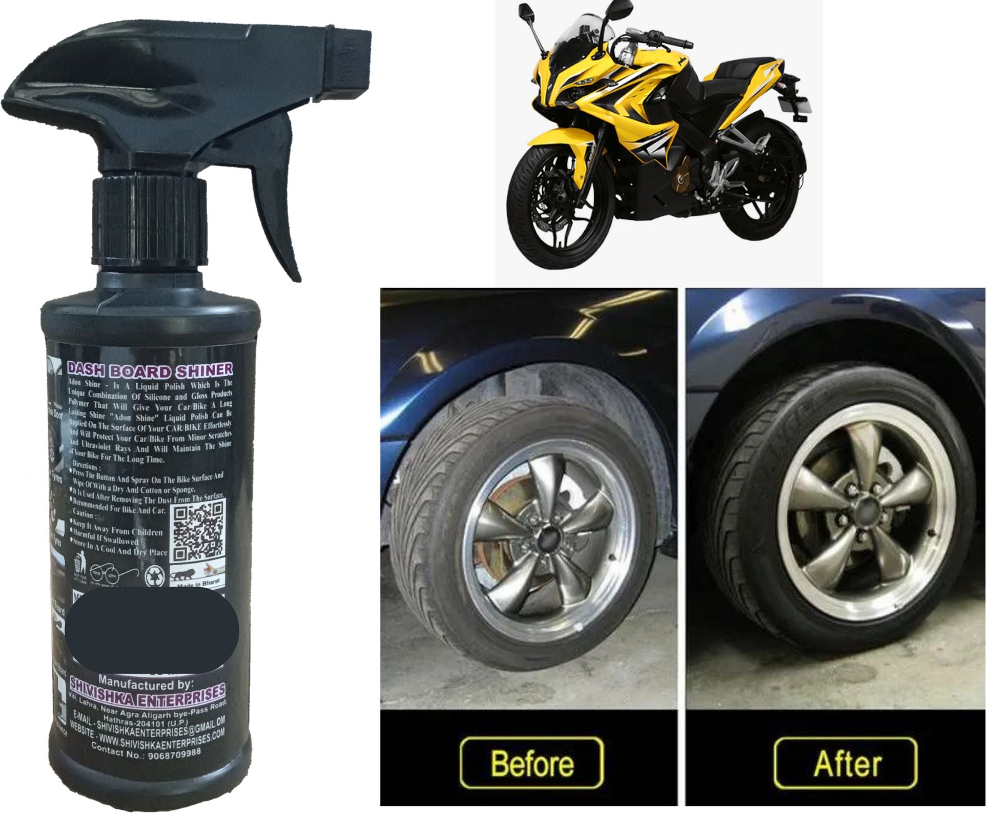 Liquid Car Polish for Dashboard, Leather, Bumper, Chrome Accent, Exterior, Metal Parts (250 ml, Pack of 1)