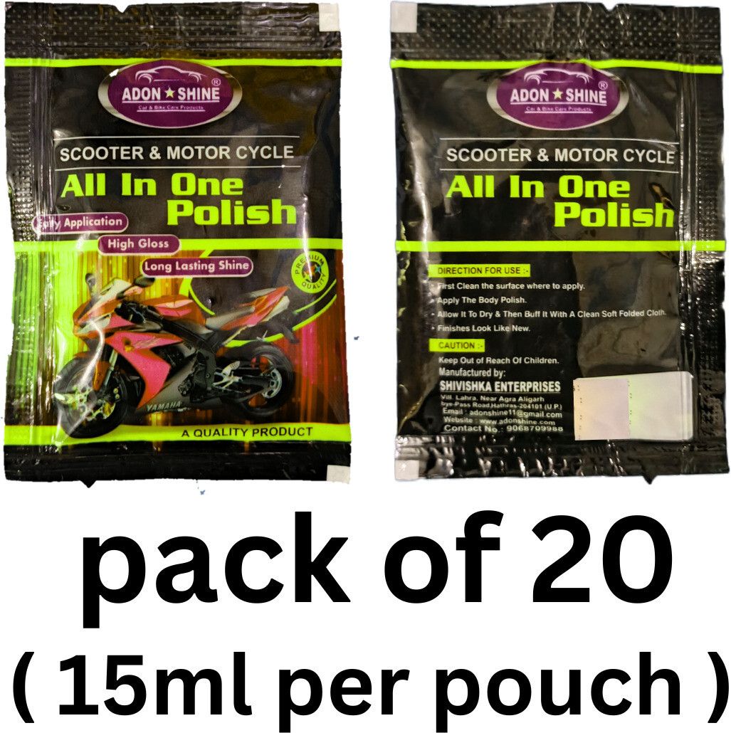 ADON SHINE Paste Car Polish for Dashboard, Bumper, Chrome Accent, Exterior, Headlight, Leather, Metal Parts, Tyres (pack of 20)