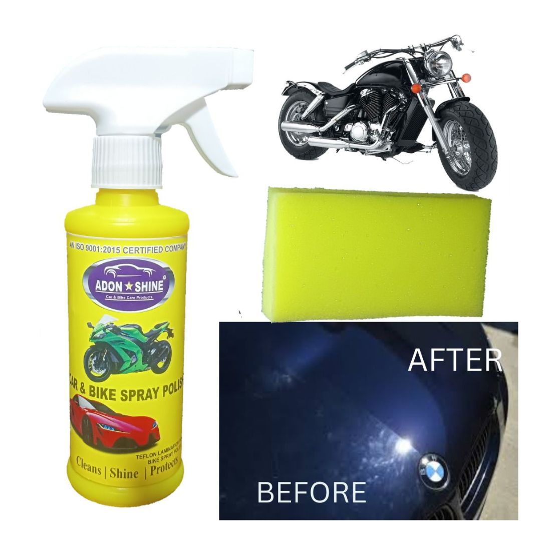 ADON SHINE Liquid Car Polish for Metal Parts, Exterior, Bumper, Leather, Dashboard, Tyres, Headlight (250 ml, PACK OF 1)