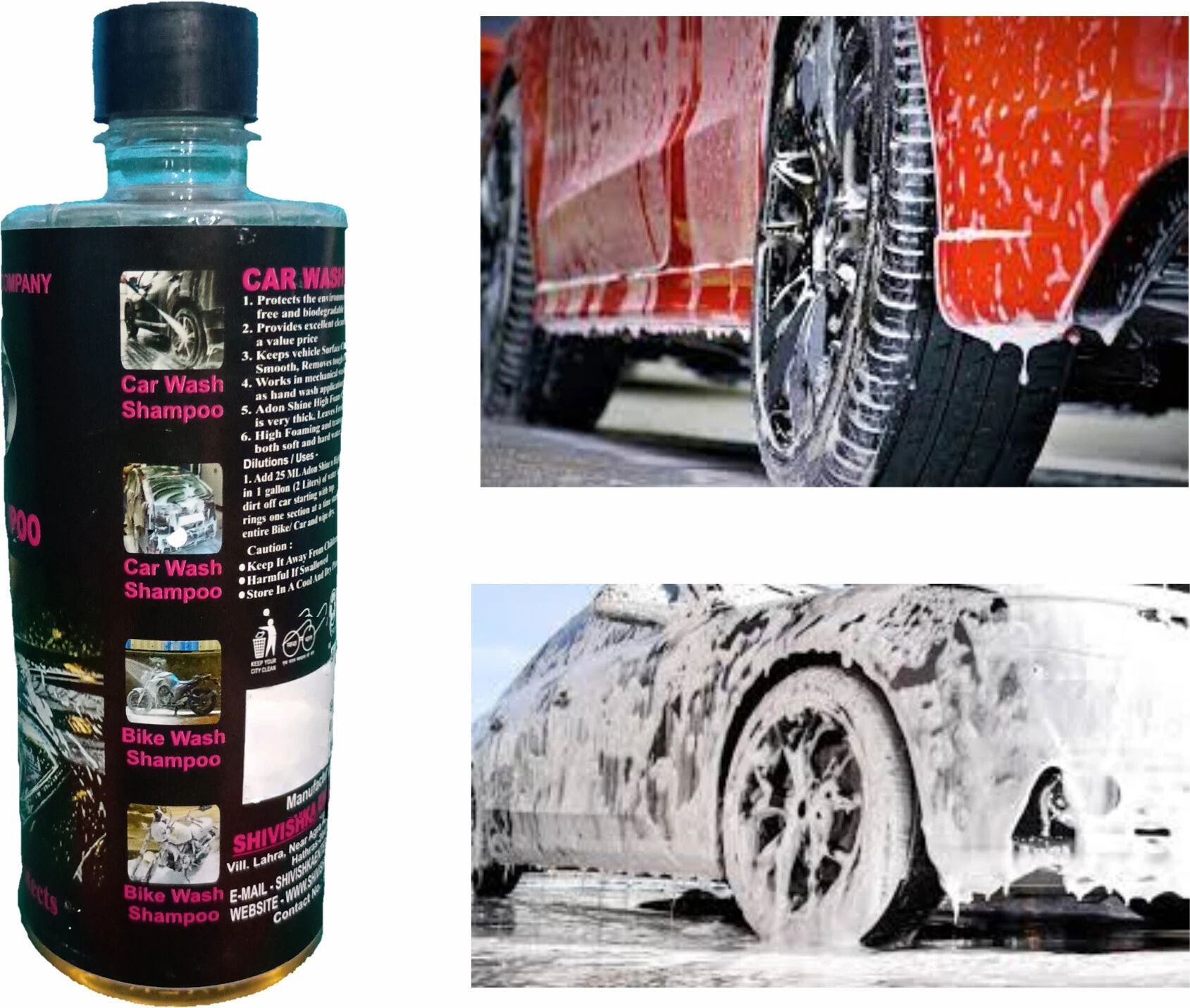Adon Shine CAR WASH SHAMPOO Car Washing Liquid (500 ml,pack of 1)