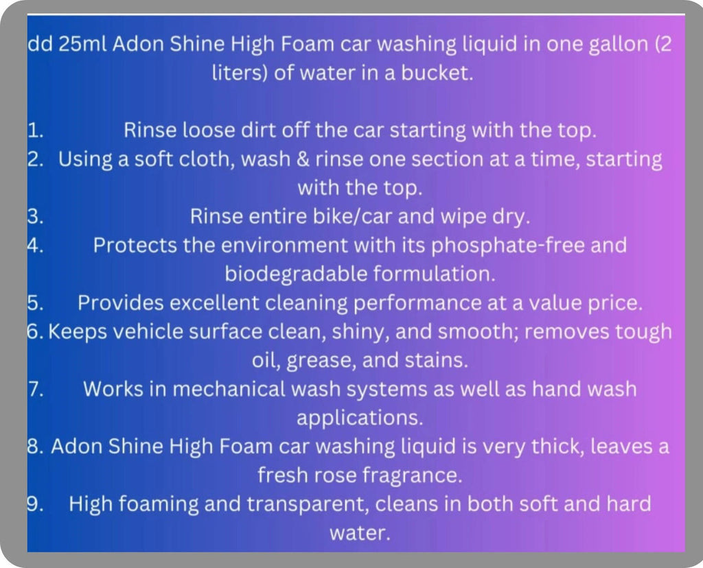 Adon Shine CAR WASH SHAMPOO Car Washing Liquid (500 ml,pack of 1)