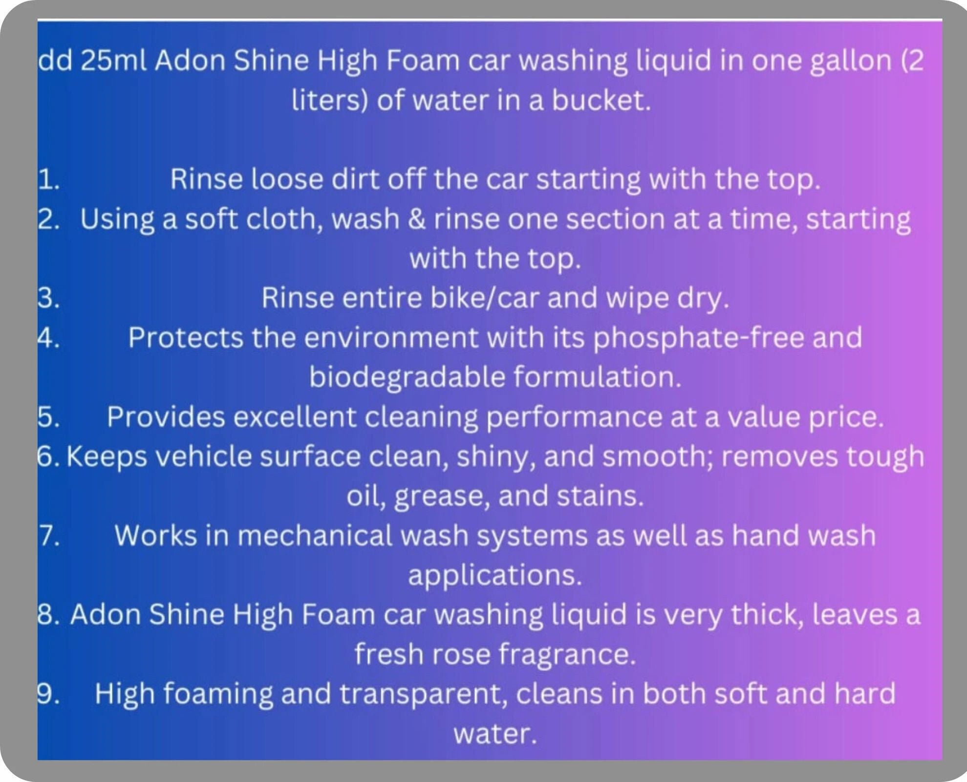 Adon Shine CAR WASH SHAMPOO Car Washing Liquid (500 ml,pack of 1)