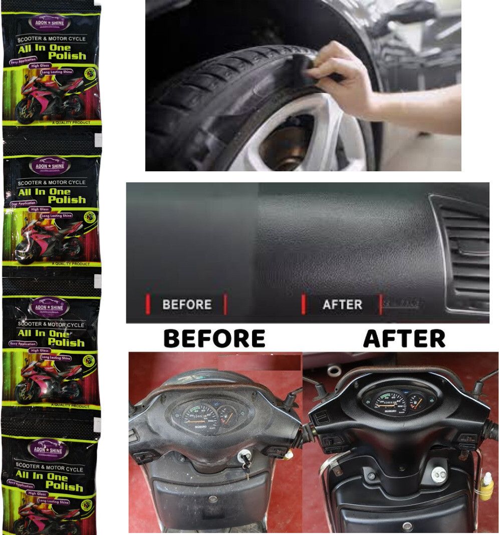 ADON SHINE Paste Car Polish for Dashboard, Bumper, Chrome Accent, Exterior, Headlight, Leather, Metal Parts, Tyres (pack of 10, 150ml)