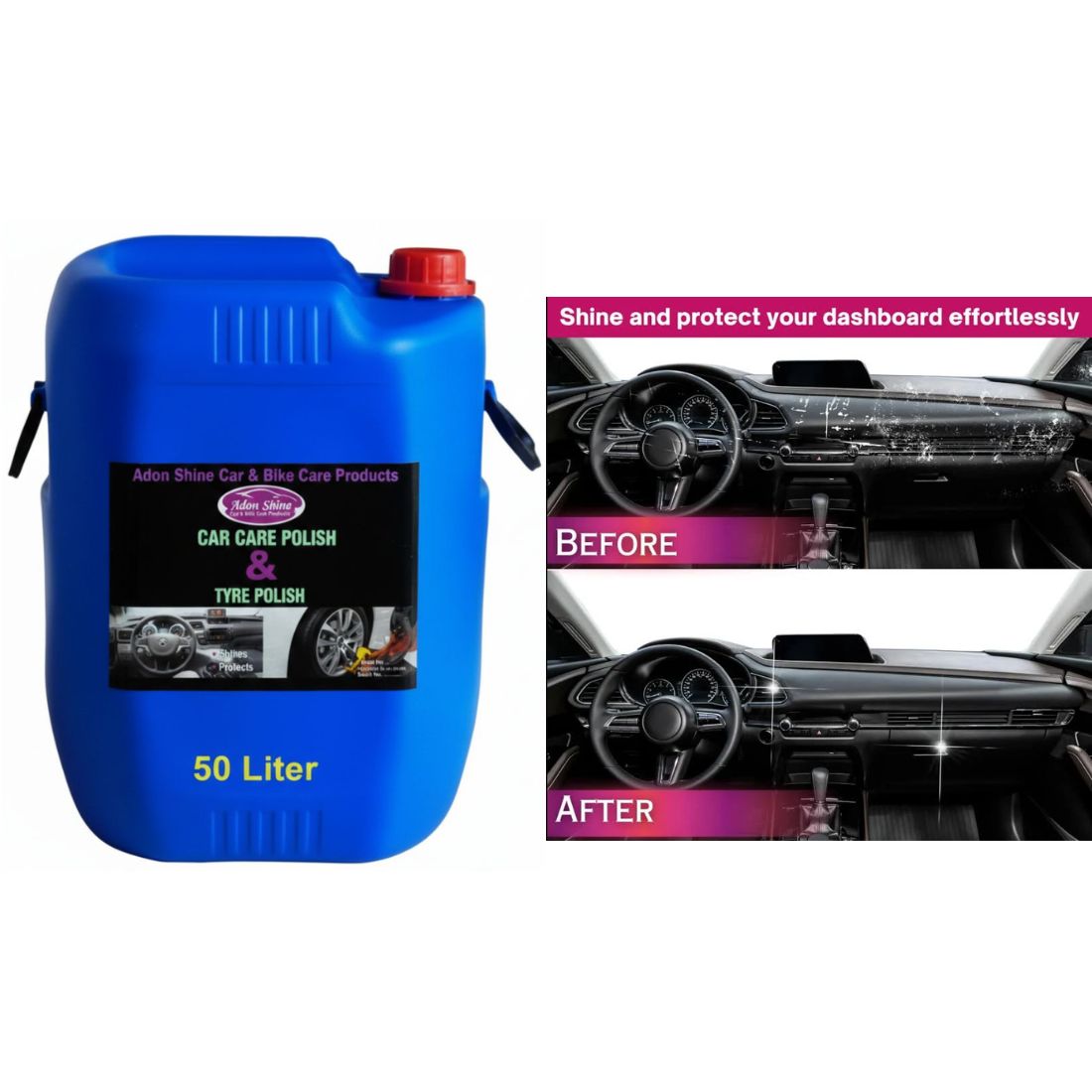ADON SHINE Liquid Car Polish for Bumper, Chrome Accent, Exterior, Dashboard, Tyres (50Kg, pack of 1)