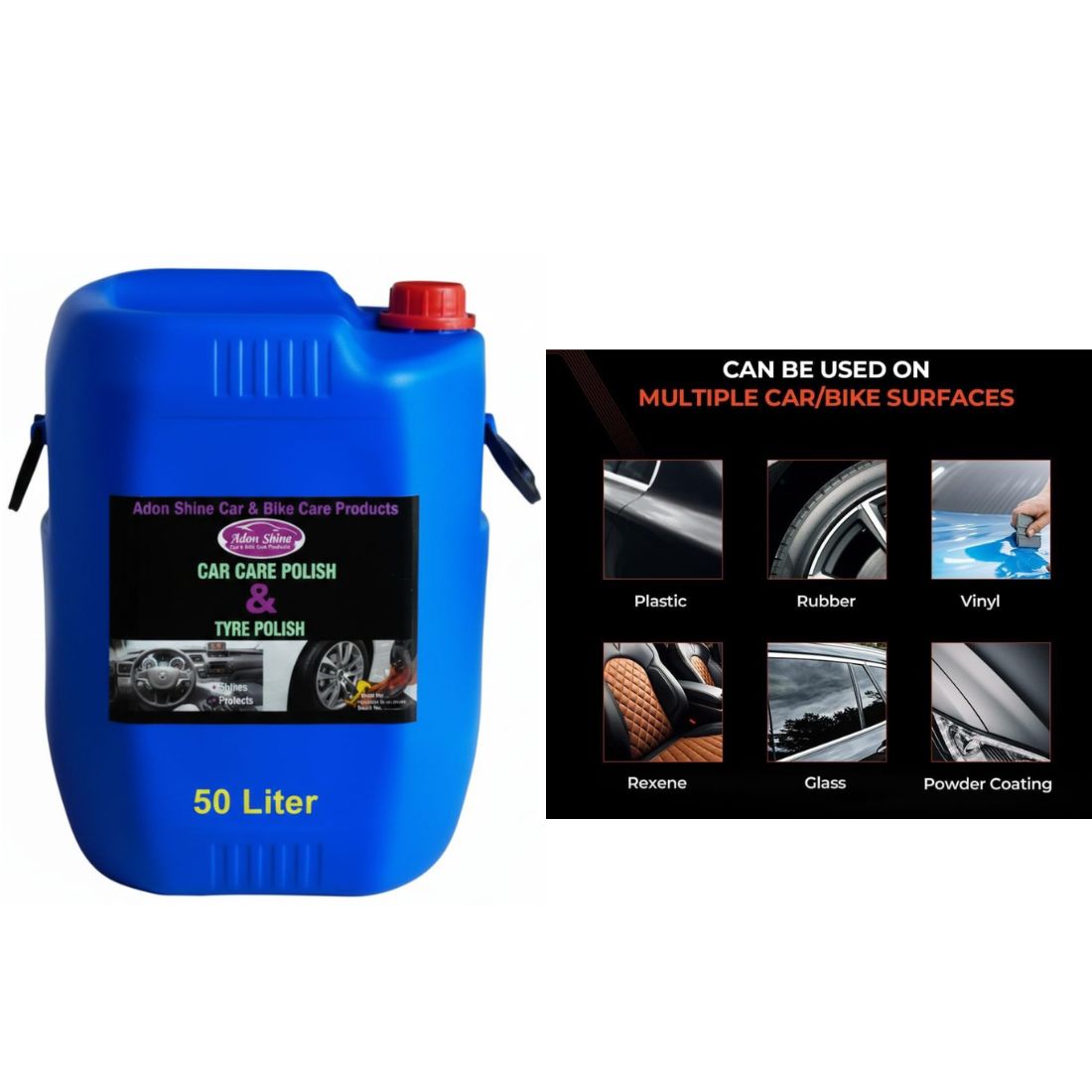 ADON SHINE Liquid Car Polish for Bumper, Chrome Accent, Exterior, Dashboard, Tyres (50Kg, pack of 1)